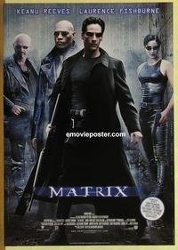 b093 MATRIX #1 DS Swedish movie poster '99 Keanu Reeves, Wachowski