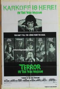 h060 TERROR IN THE WAX MUSEUM one-sheet movie poster '73 Karkoff is here!