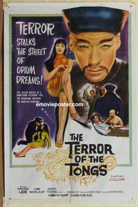 h062 TERROR OF THE TONGS one-sheet movie poster '61 Chris Lee, opium dreams!