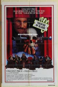h067 THEATRE OF BLOOD one-sheet movie poster '73 Vincent Price, Rigg