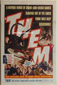 h068 THEM one-sheet movie poster '54 classic horror horde of giant bugs!