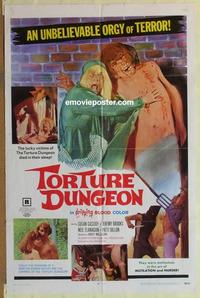 h076 TORTURE DUNGEON one-sheet movie poster '69 Mishkin, orgy of terror!