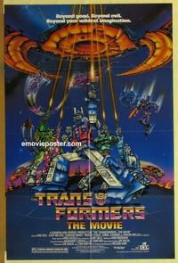 h078 TRANSFORMERS THE MOVIE one-sheet movie poster '86 robot cartoon!!