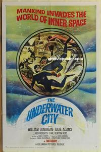 h084 UNDERWATER CITY one-sheet movie poster '61 Lundigan, scuba sci-fi!