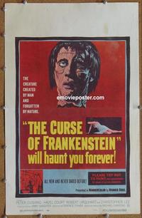 b350 CURSE OF FRANKENSTEIN window card movie poster '57 Peter Cushing