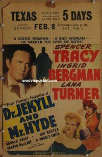 b351 DR JEKYLL & MR HYDE window card movie poster '41 Spencer Tracy