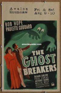 b352 GHOST BREAKERS window card movie poster '40 Bob Hope, Paulette Goddard