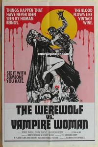 h109 WEREWOLF VS VAMPIRE WOMAN one-sheet movie poster '71 Spanish horror!