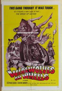 h110 WEREWOLVES ON WHEELS one-sheet movie poster '71 Joe Smith biker art!