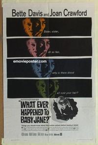 h113 WHAT EVER HAPPENED TO BABY JANE one-sheet movie poster '62 Davis