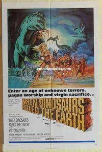 h115 WHEN DINOSAURS RULED THE EARTH one-sheet movie poster '71 Hammer