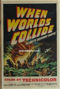 h117 WHEN WORLDS COLLIDE one-sheet movie poster '51 George Pal classic!