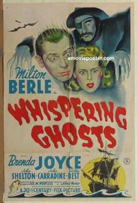 h119 WHISPERING GHOSTS one-sheet movie poster '42 Milton Berle, horror!
