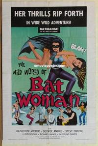 h121 WILD WORLD OF BATWOMAN one-sheet movie poster '66 great artwork!