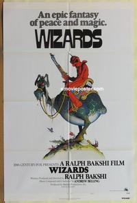 h126 WIZARDS one-sheet movie poster '77 Ralph Bakshi, William Stout art!