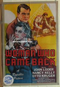 h129 WOMAN WHO CAME BACK one-sheet movie poster '45 John Loder, Kelly