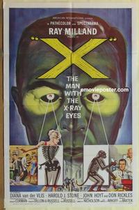 h131 X THE MAN WITH THE X-RAY EYES one-sheet movie poster '63 Corman
