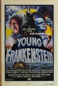 h132 YOUNG FRANKENSTEIN one-sheet movie poster '74 Mel Brooks, Gene Wilder