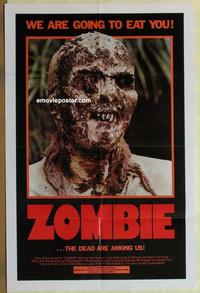 h134 ZOMBIE one-sheet movie poster '79 classic Lucio Fulci horror!