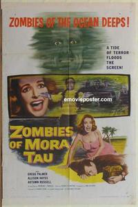 h135 ZOMBIES OF MORA TAU one-sheet movie poster '57 undead ocean voodoo!