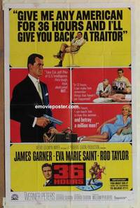 c019 36 HOURS one-sheet movie poster '65 James Garner, Rod Taylor