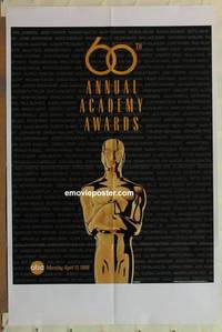 c030 60TH ANNUAL ACADEMY AWARDS one-sheet movie poster '88