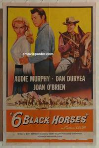 c029 6 BLACK HORSES one-sheet movie poster '62 Audie Murphy