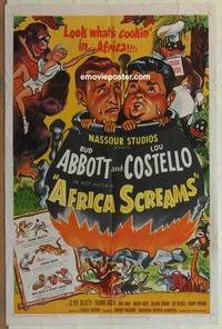 c048 AFRICA SCREAMS one-sheet movie poster '49 Bud Abbott & Lou Costello!