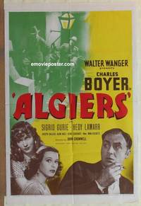 c057 ALGIERS one-sheet movie poster '38 Charles Boyer, Hedy Lamarr
