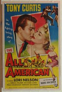c064 ALL AMERICAN one-sheet movie poster '53 Tony Curtis, Mamie Van Doren