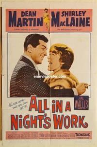 c065 ALL IN A NIGHT'S WORK one-sheet movie poster '61 Dean Martin