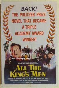 c068 ALL THE KING'S MEN one-sheet movie poster R58 Broderick Crawford