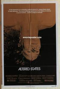 c074 ALTERED STATES one-sheet movie poster '80 William Hurt, Chayefsky