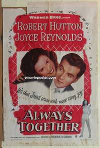 c075 ALWAYS TOGETHER one-sheet movie poster '48 Robert Hutton, Reynolds