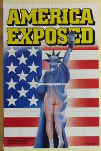 c079 AMERICA EXPOSED one-sheet movie poster '90 nude Statue of Liberty!