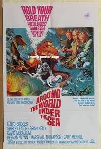 c115 AROUND THE WORLD UNDER THE SEA one-sheet movie poster '66 Bridges