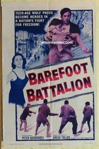 c144 BAREFOOT BATTALION one-sheet movie poster '54 WWII in Greece!