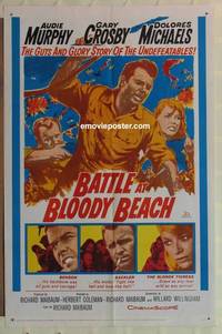 c148 BATTLE AT BLOODY BEACH one-sheet movie poster '61 Audie Murphy