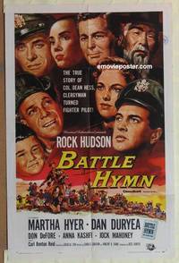 c150 BATTLE HYMN one-sheet movie poster '57 Rock Hudson, Martha Hyer