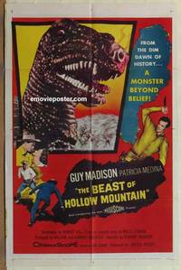 c160 BEAST OF HOLLOW MOUNTAIN one-sheet movie poster '56 dinosaur western!