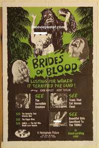 c252 BRIDES OF BLOOD one-sheet movie poster '68 wild sexy horror image!