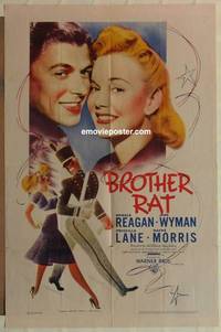 c261 BROTHER RAT one-sheet movie poster R44 Ronald Reagan, Priscilla Lane