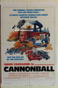 c288 CANNONBALL one-sheet movie poster '76 Carradine, trans-am car racing!