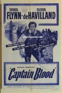 c292 CAPTAIN BLOOD one-sheet movie poster R56 Errol Flynn, de Havilland