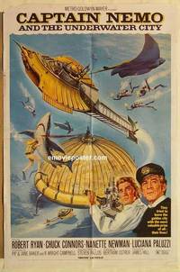 c293 CAPTAIN NEMO & THE UNDERWATER CITY one-sheet movie poster '70 Ryan