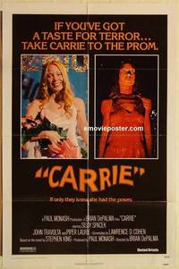 c304 CARRIE one-sheet movie poster '76 Sissy Spacek, Stephen King