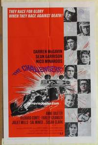 c316 CHALLENGERS one-sheet movie poster '70 Darren McGavin racing!