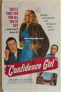 c372 CONFIDENCE GIRL one-sheet movie poster '52 Conway, bad Hillary Brooke!