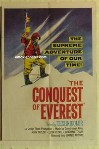 c375 CONQUEST OF EVEREST one-sheet movie poster '53 Sir Edmund Hillary