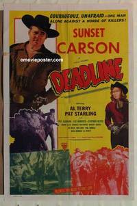 c445 DEADLINE one-sheet movie poster '48 Sunset Carson, western!